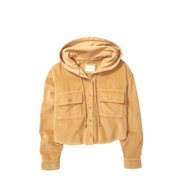 American Eagle Cropped Corduroy Button-Up Shirt Jacket Womens Size Medium Preppy - Picture 2 of 13